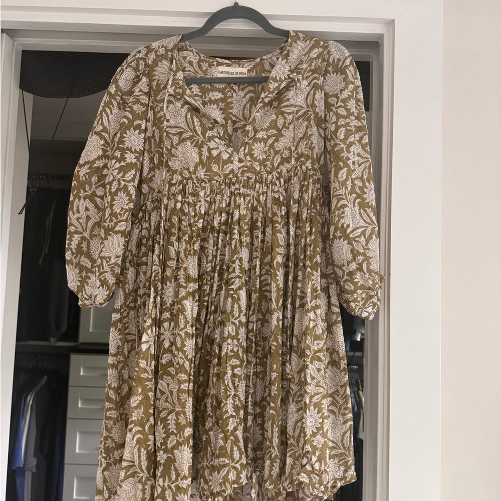 Daughters of India Kyra Mini Dress in Olive